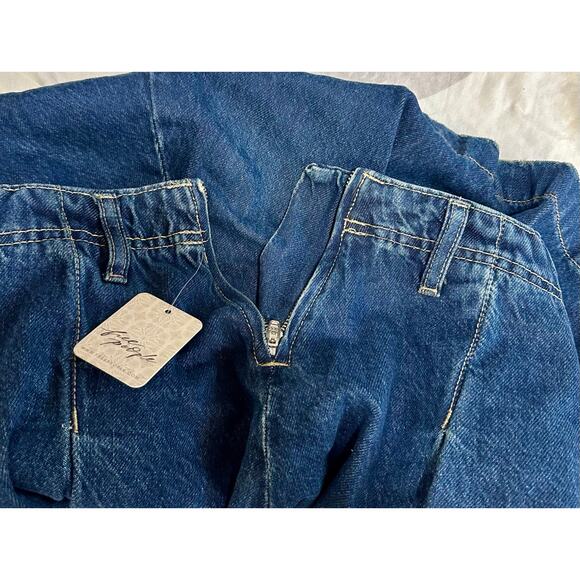 Free People Pleated Denim Mini Skirt Blue Size 27 NWT - Picture 5 of 8